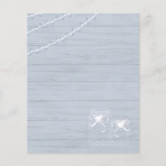 BUDGET BOHO Dusty Blue Driftwood MasonJars Wedding Flyer (Achterkant)