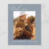 Budget Boho Dusty Blue Mariage Merci Cartes (Devant)