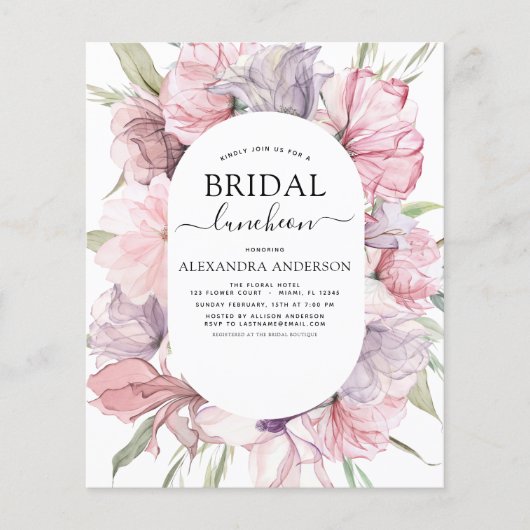 Budget Boho Dusty Paars Vrijgezellenfeest Luncheon Flyer (Voorkant)