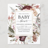 Budget Boho Dusty Pink Baby shower Uitnodiging (Voorkant)