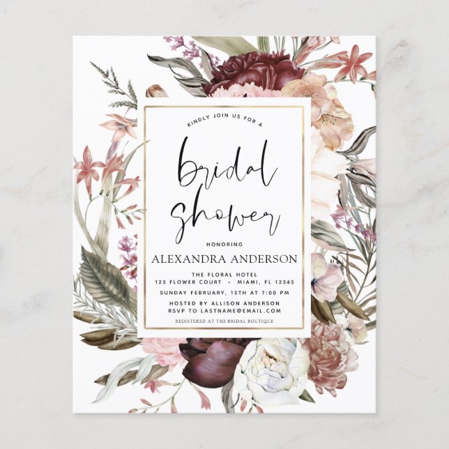 Budget Boho Dusty Pink Burgundy Vrijgezellenfeest (Voorkant)