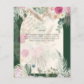 BUDGET BOHO Emerald Green BOHO Floral Pink Weddens Flyer (Achterkant)