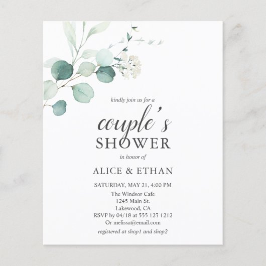 Budget Boho Eucalyptus Feuille Couples Douche (Devant)