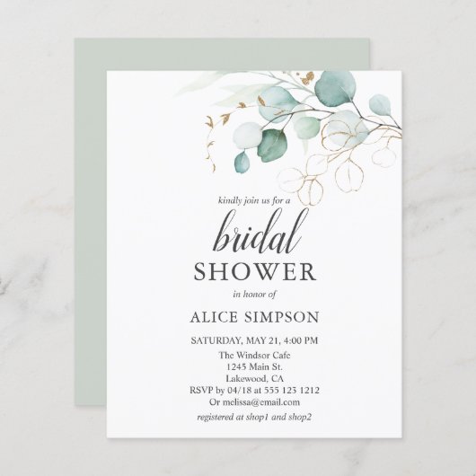 Budget Boho Eucalyptus Feuilles Fête des mariées (Devant / Derrière)