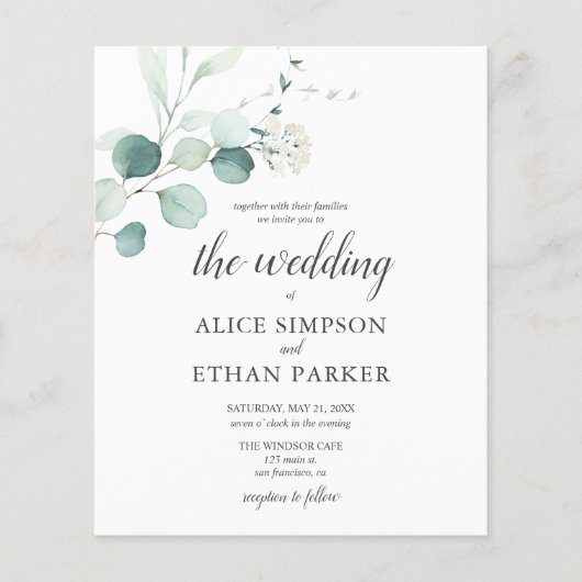 Budget Boho Eucalyptus Feuilles Mariage (Devant)