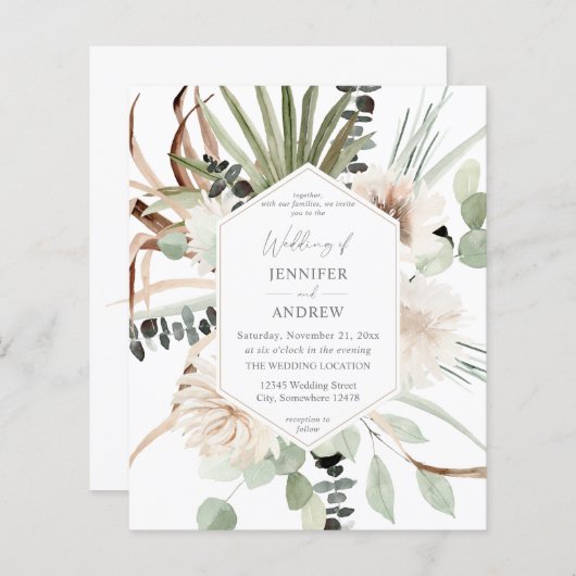 Budget Boho Eucalyptus Palm Leaf & Floral Wedding  (Voorkant / Achterkant)
