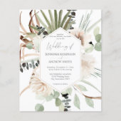 Budget Boho Eucalyptus Palm Leaf & Floral Wedding Flyer (Voorkant)
