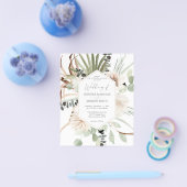 Budget Boho Eucalyptus Palmblad & Bloem Bruiloft Flyer (Enkel)