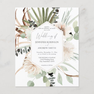Budget Boho Eucalyptus Palmblad & Bloem Bruiloft Flyer