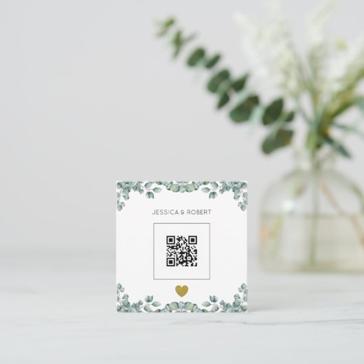Budget Boho Eucalyptus QR Code Faire-part de maria (Debout devant)