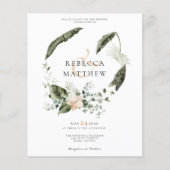 Budget Boho Floral Greenery Wedding Photo Uitnodig (Voorkant)