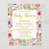 Budget Boho Floral Lijst Baby Shower Invitations (Voorkant)