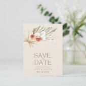 Budget Boho Floral Wedding Save the Date Aankondigingskaart (Staand voorkant)