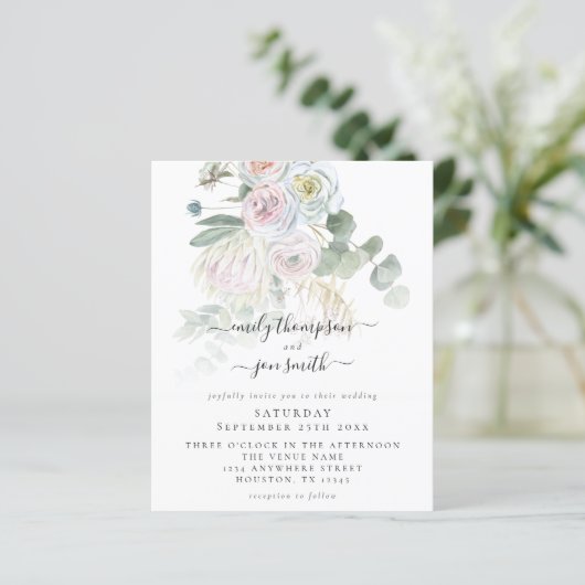 Budget Boho Florals Eucalyptus Weddenschap (Staand voorkant)