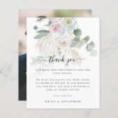 Budget Boho Florals Feuille Photo Mariage Merci (Devant / Derrière)