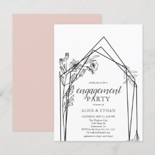 Budget Boho Flowers Geometric Engagement Party Uitnodiging Briefkaart