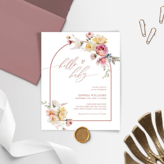 Budget Boho Garden Roos Baby shower Uitnodiging