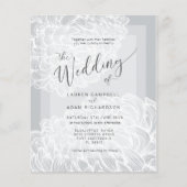 Budget Boho Gray & White Floral Wedding Invitation (Voorkant)