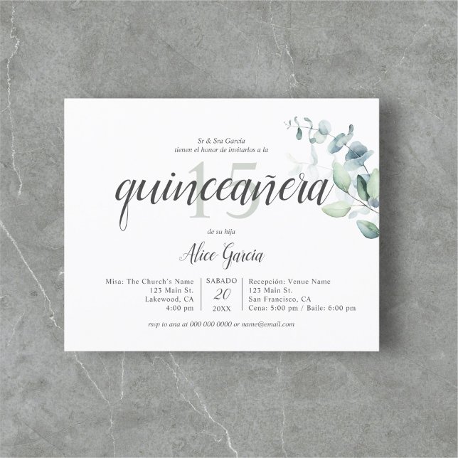 Budget Boho Greenery Eucalyptus Quinceanera (Creator heeft geüpload)