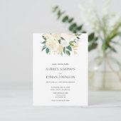 Budget Boho Greenery Neutral Flowers Wedding Uitnodiging Briefkaart (Staand voorkant)