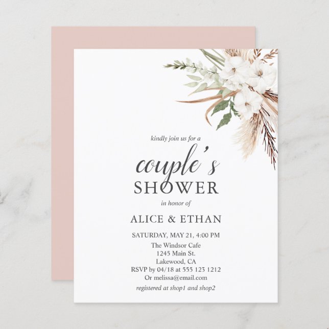 Budget Boho Greenery Pampa Grass Couples Shower (Voorkant / Achterkant)