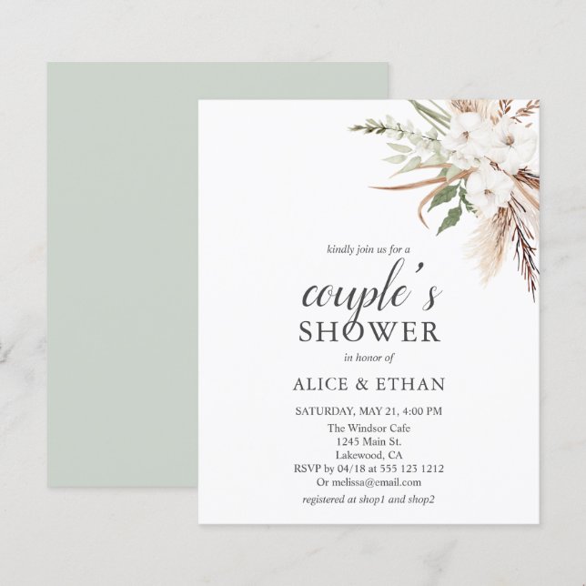 Budget Boho Greenery Pampa Grass Couples Shower (Voorkant / Achterkant)