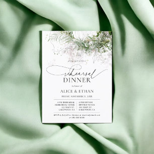 Budget Boho Greenery Script Rehearsal Dinner Uitnodiging Briefkaart