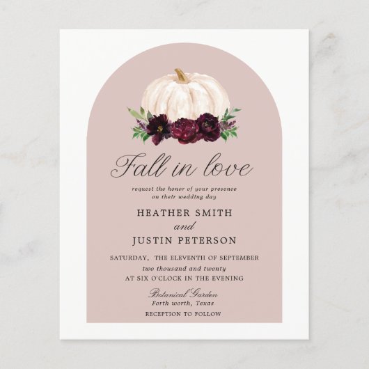 Budget Boho Herfst in Love Floral Pumpkin Wedding (Voorkant)