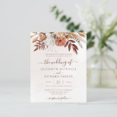 Budget Boho Herfst Terracotta Floral Wedding Invit (Staand voorkant)