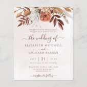 Budget Boho Herfst Terracotta Floral Wedding Invit (Voorkant)