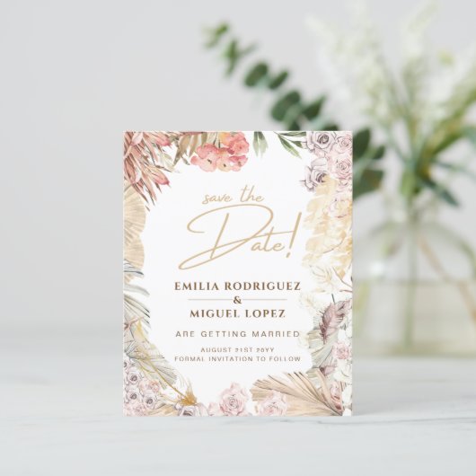 BUDGET BOHO Huwelijksuitnodiging Digitale Download (Staand voorkant)