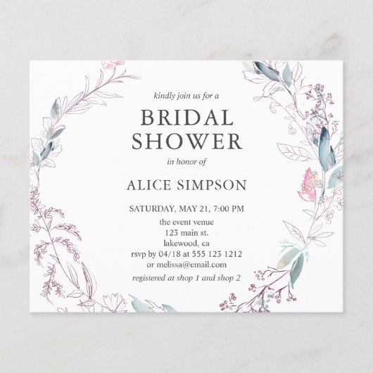 Budget Boho Light Rose Feuilles Fête des mariées (Devant)