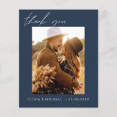 Budget Boho Marine Blue Mariage Merci Cartes (Devant)