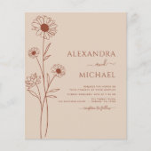 Budget Boho Moderne Bloemen Bruiloft Uitnodigingen (Voorkant)