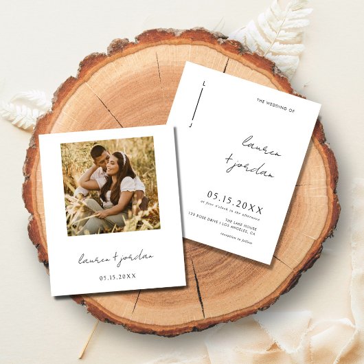 Budget Boho Moderne minimalistische foto bruiloft Flyer