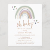 Budget Boho Muted Rainbow Baby shower Uitnodiging (Voorkant)