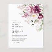 Budget Boho Paarse & Roze Pioenenbruiloft Uitnodig (Voorkant)