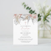Budget Boho Palm Pink Pampas Baptism Invite (Staand voorkant)