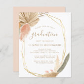 Budget Boho Pampas Graduation Party Uitnodigen (Voorkant / Achterkant)