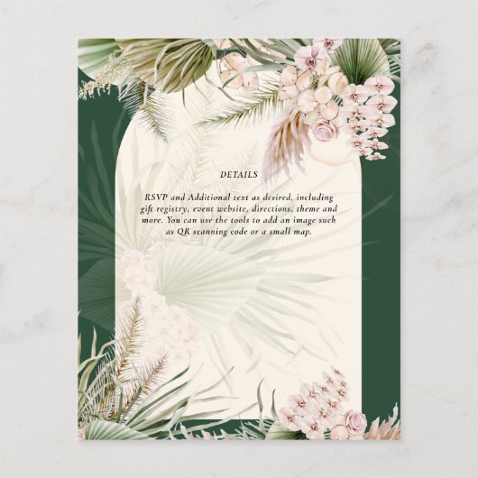 BUDGET BOHO Pampas Gras Groene Trouw Uitnodiging Flyer (Achterkant)