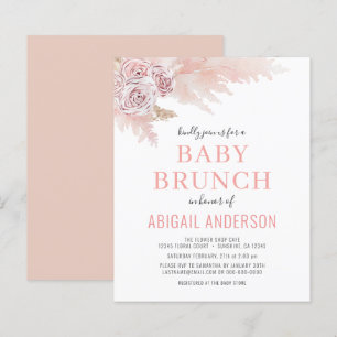 Budget Boho Pampas Grass Baby Brunch Uitnodiging