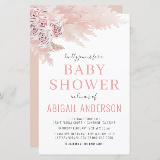 Budget Boho Pampas Grass Baby shower (Voorkant / Achterkant)