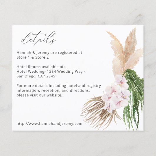 Budget Boho Pampas Grass Beach Floral - Gegevens Flyer (Voorkant)