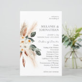 Budget Boho Pampas Grass Beige Mariage Programme M (Debout devant)