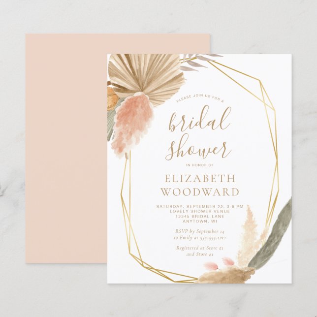 Budget Boho Pampas Grass Bridal Shower (Voorkant / Achterkant)