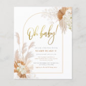 Budget Boho Pampas Grass Gold Girl Baby shower (Voorkant)
