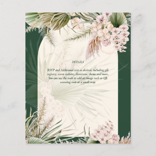 BUDGET BOHO Pampas Grass Green Wedding MATTE Flyer (Achterkant)