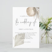 Budget Boho Pampas Grass Script Wedding Uitnodigin (Staand voorkant)
