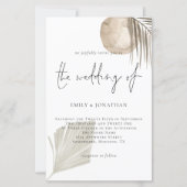 Budget Boho Pampas Grass Script Wedding Uitnodigin (Voorkant)