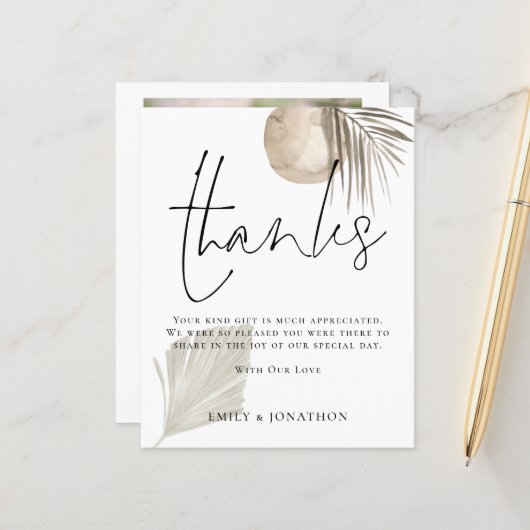 BUDGET Boho Pampas Quote Wedding 3 Foto Bedankt (Voorkant / Achterkant in situ)